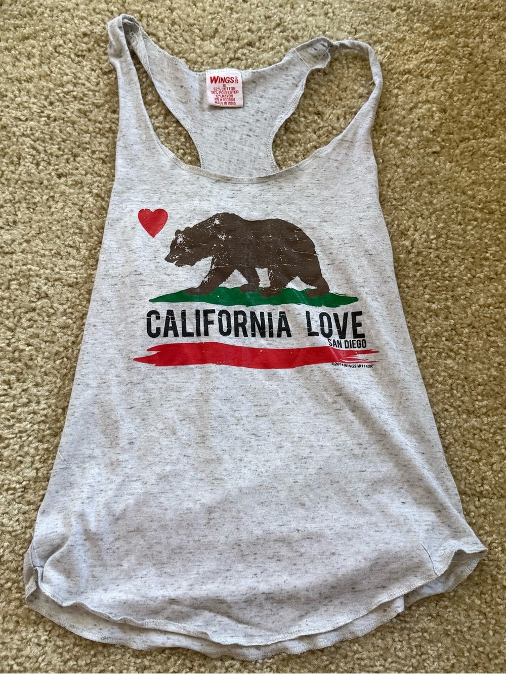 California Love Gray Racerback Tank Top y2k Small